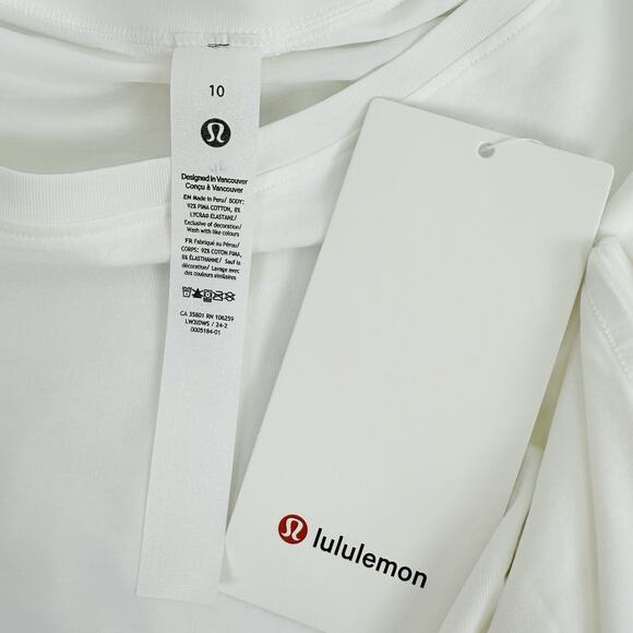 NWT Lululemon Relaxed Fit Boatneck T Shirt Sz 10 White Pima Cotton Short Sleeve - Picture 11 of 16